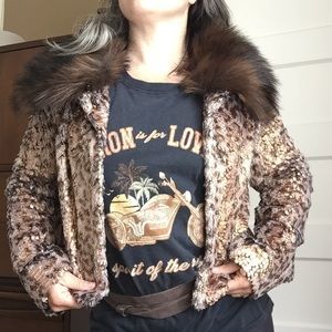 Serpentina Faux Fur Trimmed Bomber Jacket, X-SMALL